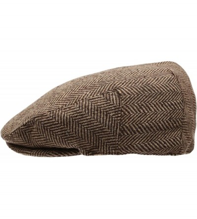Newsboy Caps Men's Collection Wool Blend Herringbone Tweed Newsboy Ivy Hat with Dress Socks. - Lightbrown - CB12IJU0JV9 $30.56
