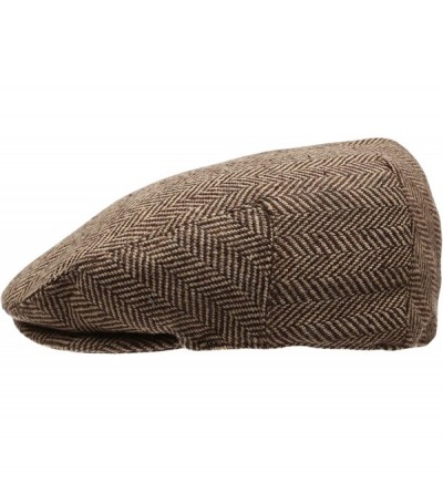 Newsboy Caps Men's Collection Wool Blend Herringbone Tweed Newsboy Ivy Hat with Dress Socks. - Lightbrown - CB12IJU0JV9 $15.96
