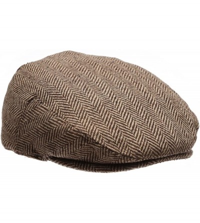 Newsboy Caps Men's Collection Wool Blend Herringbone Tweed Newsboy Ivy Hat with Dress Socks. - Lightbrown - CB12IJU0JV9 $15.96