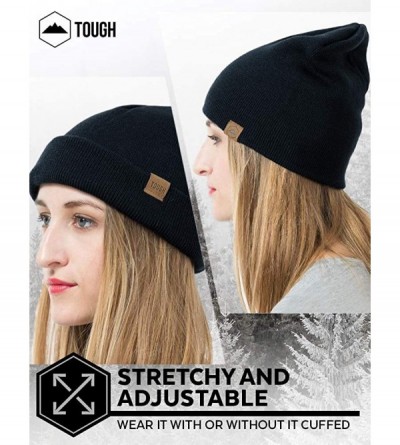 Skullies & Beanies Winter Beanie Knit Hats for Men & Women - Warm & Soft Toboggan Cap - Black - CA12MJ3WX39 $10.52