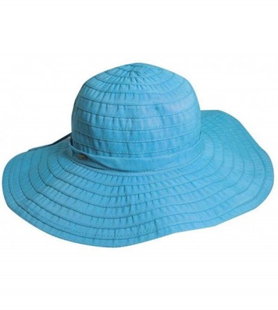 Sun Hats Women's Sewn Ribbon Crusher Hat - Aqua - C3115VMITF7 $18.88