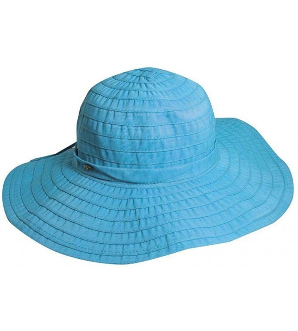 Sun Hats Women's Sewn Ribbon Crusher Hat - Aqua - C3115VMITF7 $18.88