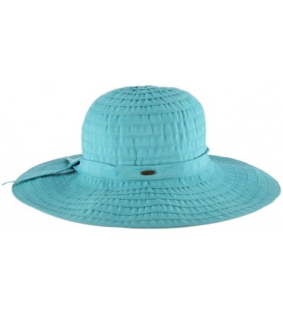Sun Hats Women's Sewn Ribbon Crusher Hat - Aqua - C3115VMITF7 $18.88
