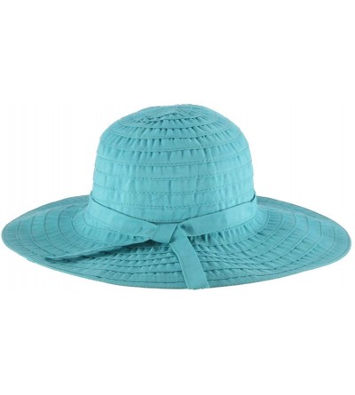 Sun Hats Women's Sewn Ribbon Crusher Hat - Aqua - C3115VMITF7 $18.88