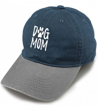 Baseball Caps Unisex Dog Mom Vintage Jeans Adjustable Baseball Cap Cotton Denim Dad Hat - Navy and Gray - C318I5O7U7K $9.39