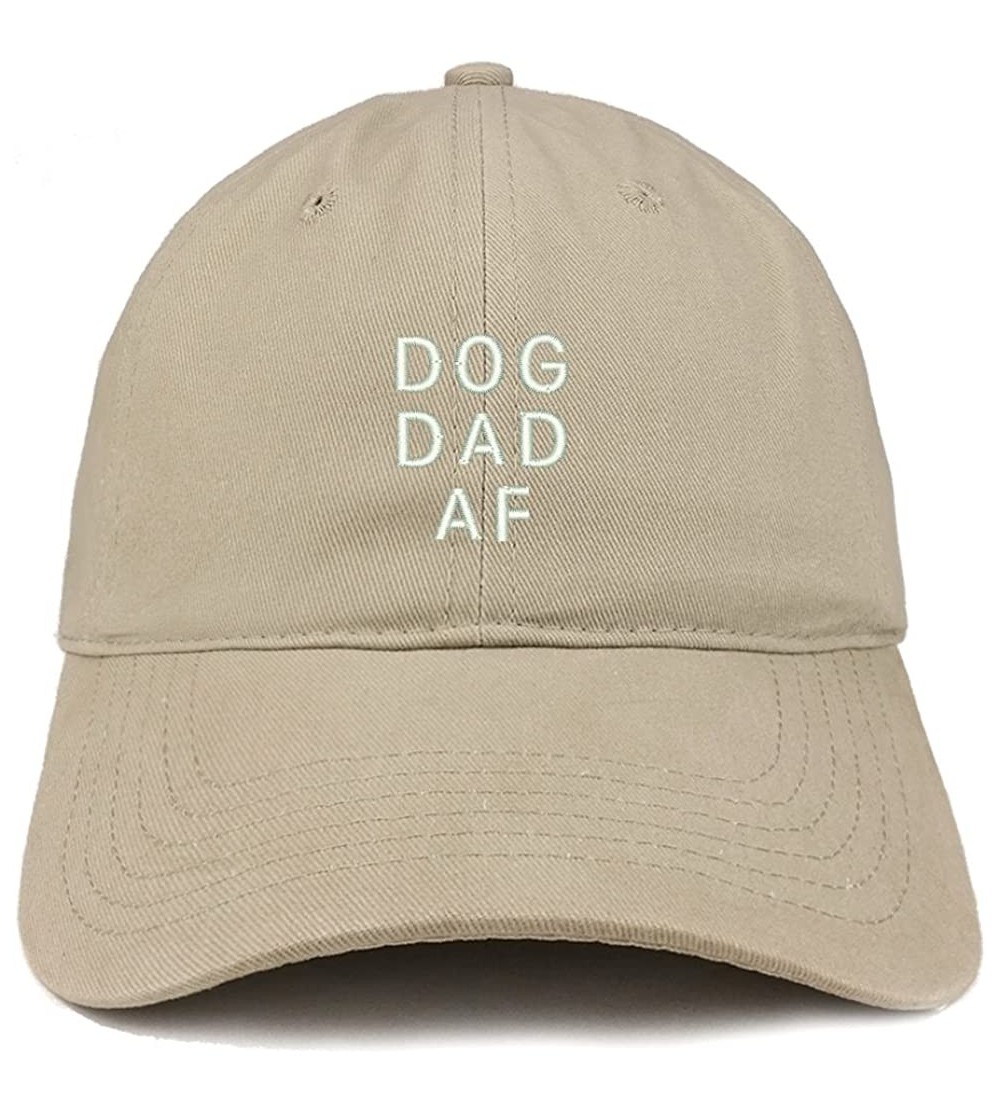 Baseball Caps Dog Dad AF Embroidered Soft Cotton Dad Hat - Khaki - CT18EYS9QRN $33.96