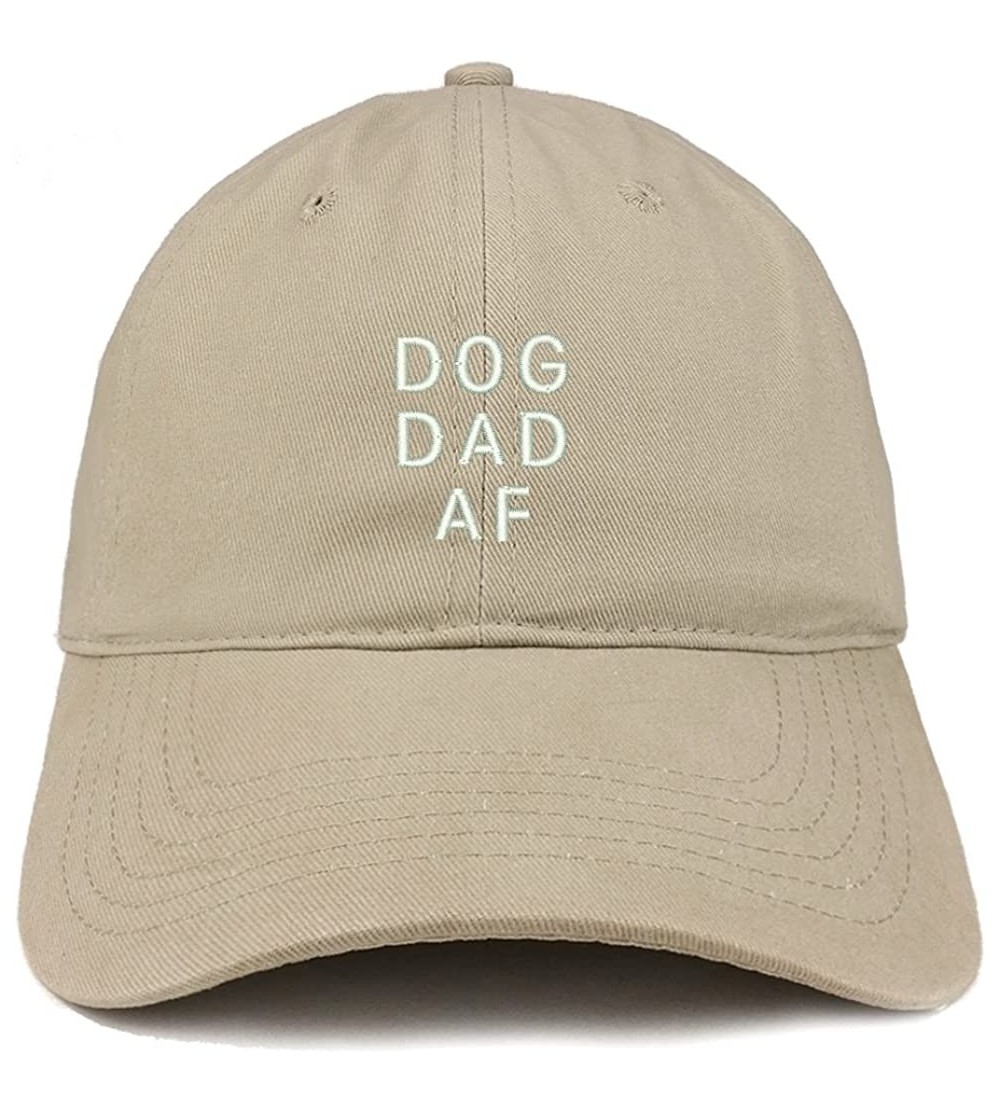 Baseball Caps Dog Dad AF Embroidered Soft Cotton Dad Hat - Khaki - CT18EYS9QRN $13.67