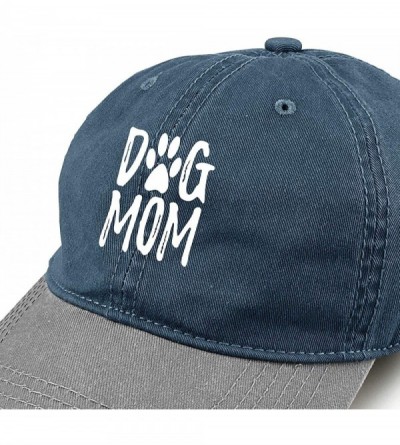 Baseball Caps Unisex Dog Mom Vintage Jeans Adjustable Baseball Cap Cotton Denim Dad Hat - Navy and Gray - C318I5O7U7K $9.39