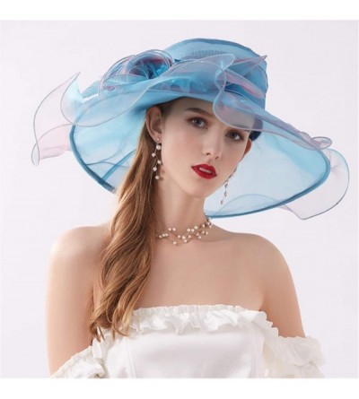 Sun Hats Wedding Hat-Women's Organza Church Derby Fascinator Cap Kentucky Tea Party - Blue - C318T696RMR $17.38