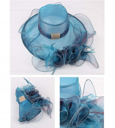 Sun Hats Wedding Hat-Women's Organza Church Derby Fascinator Cap Kentucky Tea Party - Blue - C318T696RMR $17.38