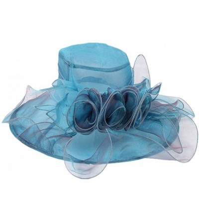 Sun Hats Wedding Hat-Women's Organza Church Derby Fascinator Cap Kentucky Tea Party - Blue - C318T696RMR $17.38