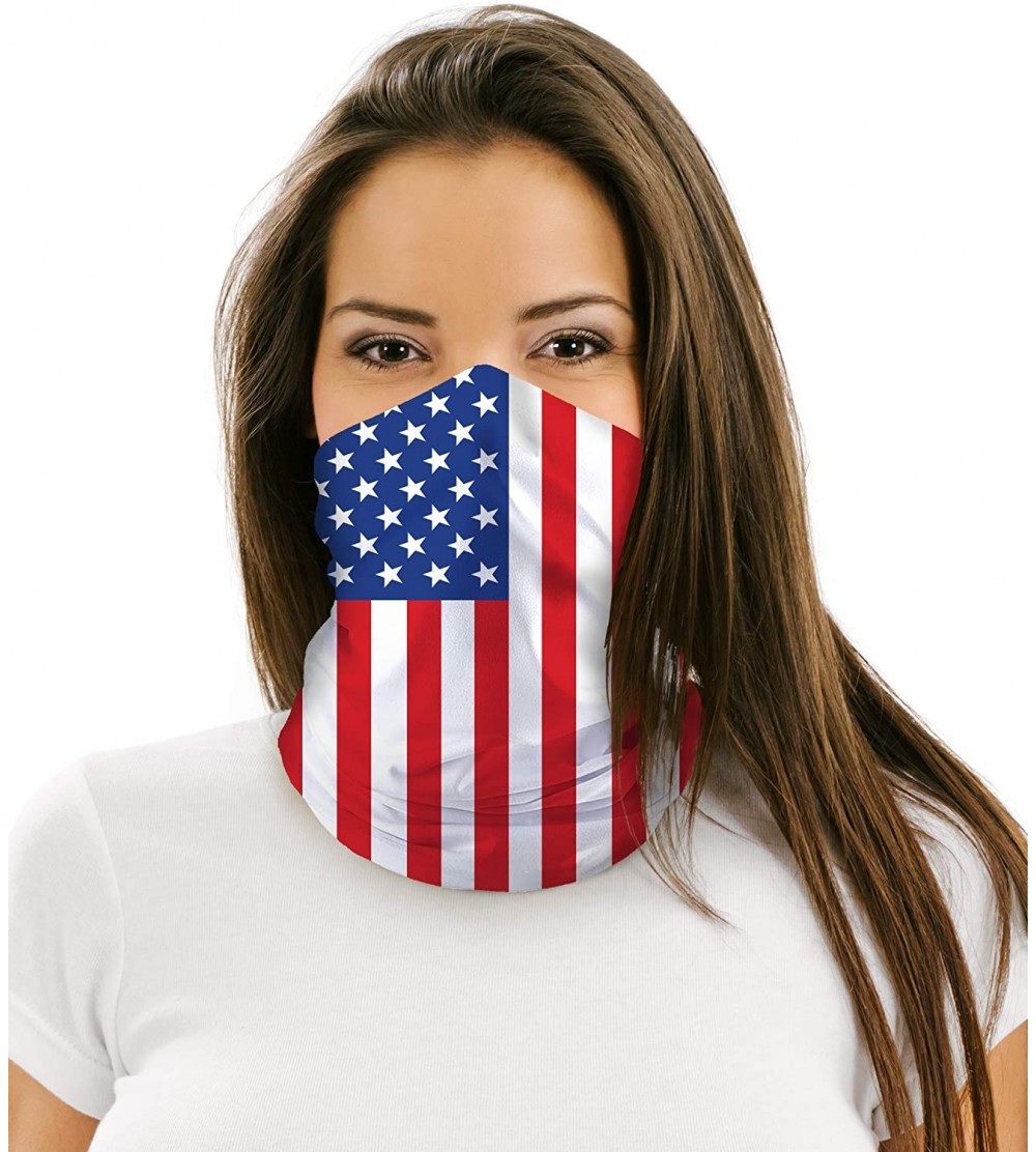 Balaclavas 12 in 1 Multifunctional Headwear Face Mask Headband Neck Gaiter - Classic American Flag - CG197I5L7AU $17.91