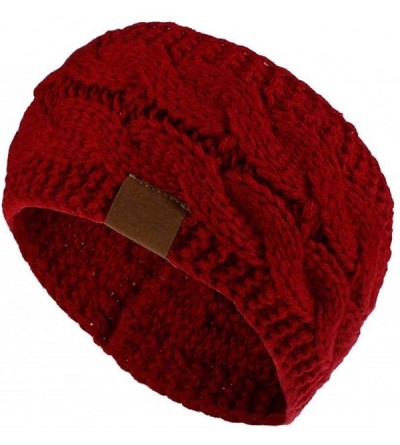 Headbands Women Autumn Winter Soft Elastic Wool Knit Headband Sports Wide Stretch Hair Band Headwear - Wine Red - CZ193YUNZ9Y...