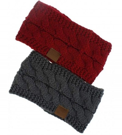 Headbands Women Autumn Winter Soft Elastic Wool Knit Headband Sports Wide Stretch Hair Band Headwear - Wine Red - CZ193YUNZ9Y...
