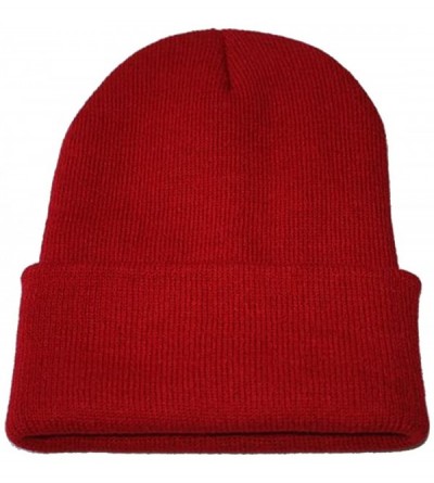 Skullies & Beanies Neutral Winter Fluorescent Knitted hat Knitting Skull Cap - Red Dates - CG187W4IH8T $20.66
