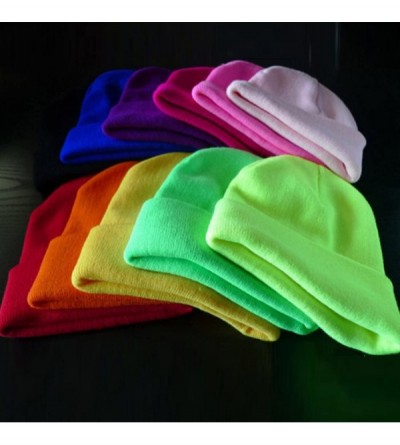 Skullies & Beanies Neutral Winter Fluorescent Knitted hat Knitting Skull Cap - Red Dates - CG187W4IH8T $8.65