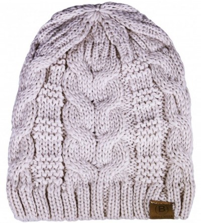 Skullies & Beanies Unisex Warm Chunky Soft Stretch Cable Knit Beanie Cap Hat - 102 Ivory - CI186NWZYQK $8.69
