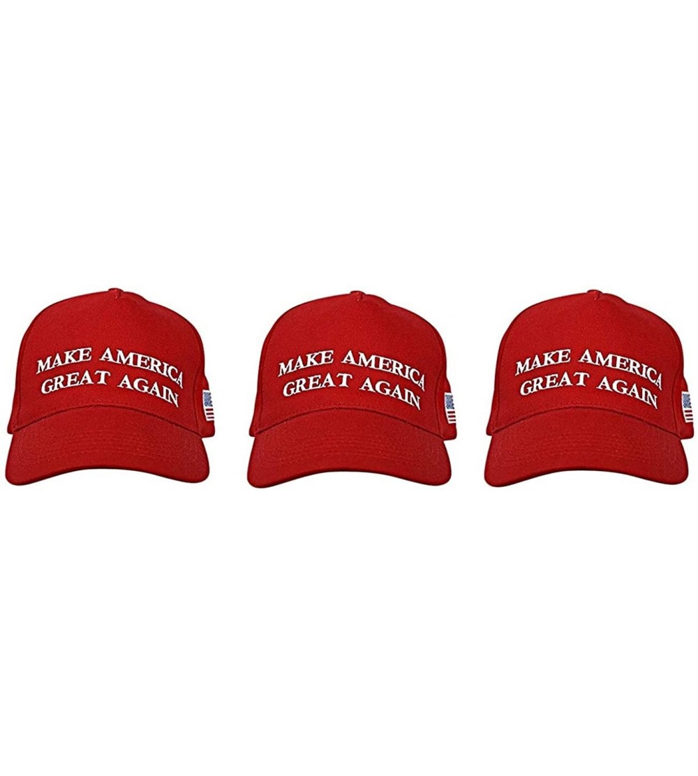 Baseball Caps Make America Great Again Hat [3 Pack]- Donald Trump USA MAGA Cap Adjustable Baseball Hat - Original Red - CD18Q...