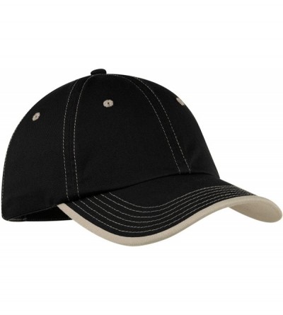 Baseball Caps Men's Vintage Washed Contrast Stitch Cap - Black/ Stone - CY11NGRGNAV $18.05