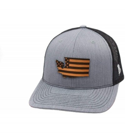 Baseball Caps 'Washington Patriot' Leather Patch Hat Curved Trucker - Charcoal/Black - CV18IGRCND2 $26.08