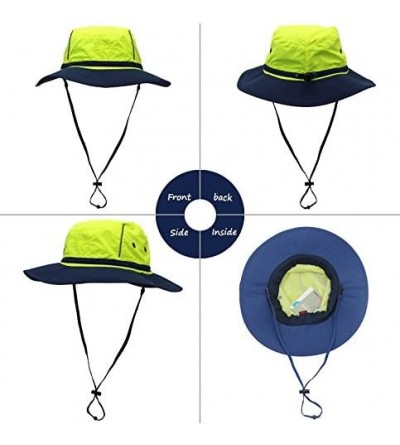 Sun Hats Outdoor Sun Hats with Wind Lanyard Bucket Hat Fishing Cap Boonie for Men/Women/Kids - Yellow - CE18OZX2R7G $12.33