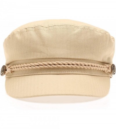 Newsboy Caps Women's 100% Cotton Mariner Style Greek Fisherman's Sailor Newsboy Hats with Comfort Elastic Back - Khaki - CC18...