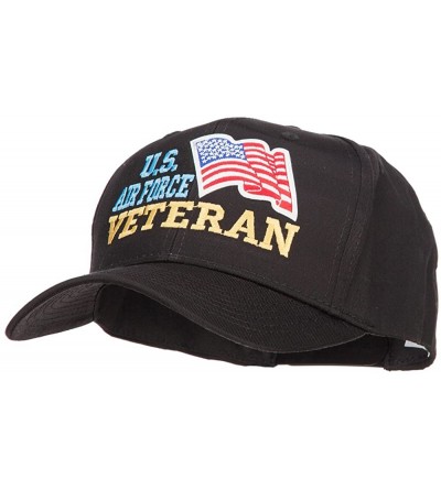 Baseball Caps Wording of US Air Force Veteran with Flag Patched Pro Cap - Black - CX18D0ET04L $18.75