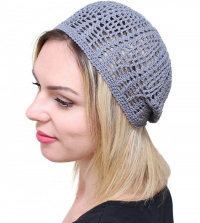 Berets Womens Beret Light Beret Slightly Slouchy Beanie hat Cap Cable hat Hand Knit - Gray - C7184UM0NO0 $19.20