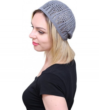 Berets Womens Beret Light Beret Slightly Slouchy Beanie hat Cap Cable hat Hand Knit - Gray - C7184UM0NO0 $19.20