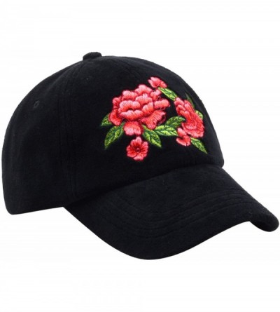 Baseball Caps Womens Floral Ball Cap - Velvet Floral Embroidery - CO189ZDDA7S $10.54
