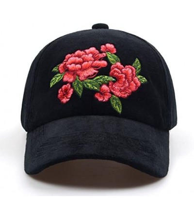 Baseball Caps Womens Floral Ball Cap - Velvet Floral Embroidery - CO189ZDDA7S $10.54