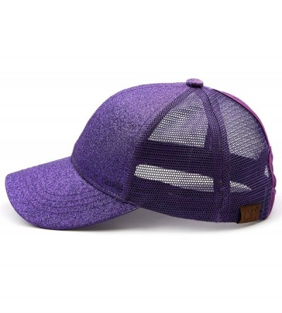 Baseball Caps Hatsandscarf Ponytail caps Messy Buns Trucker Plain Baseball Cap (BT-6) - Glitter-purple - CF18OZ38TZZ $12.02