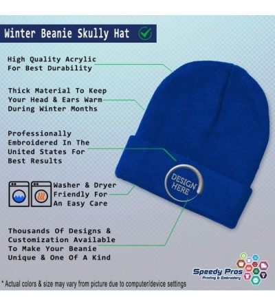 Skullies & Beanies Custom Beanie for Men & Women Security White Logo Embroidery Skull Cap Hat - Royal Blue - CV18ZS26UXK $21.68