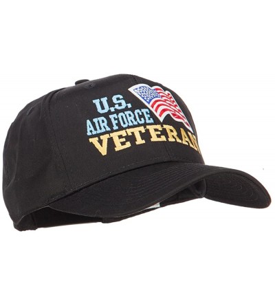 Baseball Caps Wording of US Air Force Veteran with Flag Patched Pro Cap - Black - CX18D0ET04L $18.75