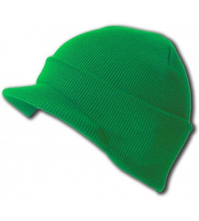 Skullies & Beanies New Cuff Kelly Green Beanie Visor Skull Cap HAT - CS1118QQ7OF $9.80