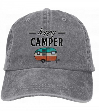 Baseball Caps Adults Happy Camper Denim Caps Hiking Baseball Caps Camping Unconstructed Hats - Grey - C918M5ZCGCM $28.81