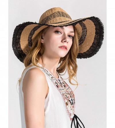 Sun Hats Women Colorful Stripes Wide Brim Straw Panama Hat-Roll Up Hat Fedora Beach Sun Hat for Women Summer Hats UPF50+ - CI...