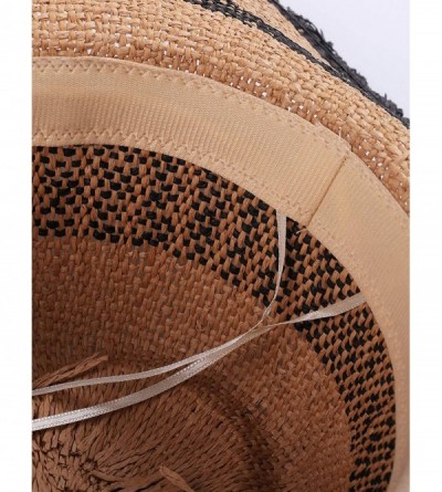 Sun Hats Women Colorful Stripes Wide Brim Straw Panama Hat-Roll Up Hat Fedora Beach Sun Hat for Women Summer Hats UPF50+ - CI...