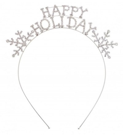 Headbands Rhinestone Studded Novelty Snowflake Happy Holidays Headband (71467XCR-S) - 71467XCR-S - CJ186MA5DMS $35.77