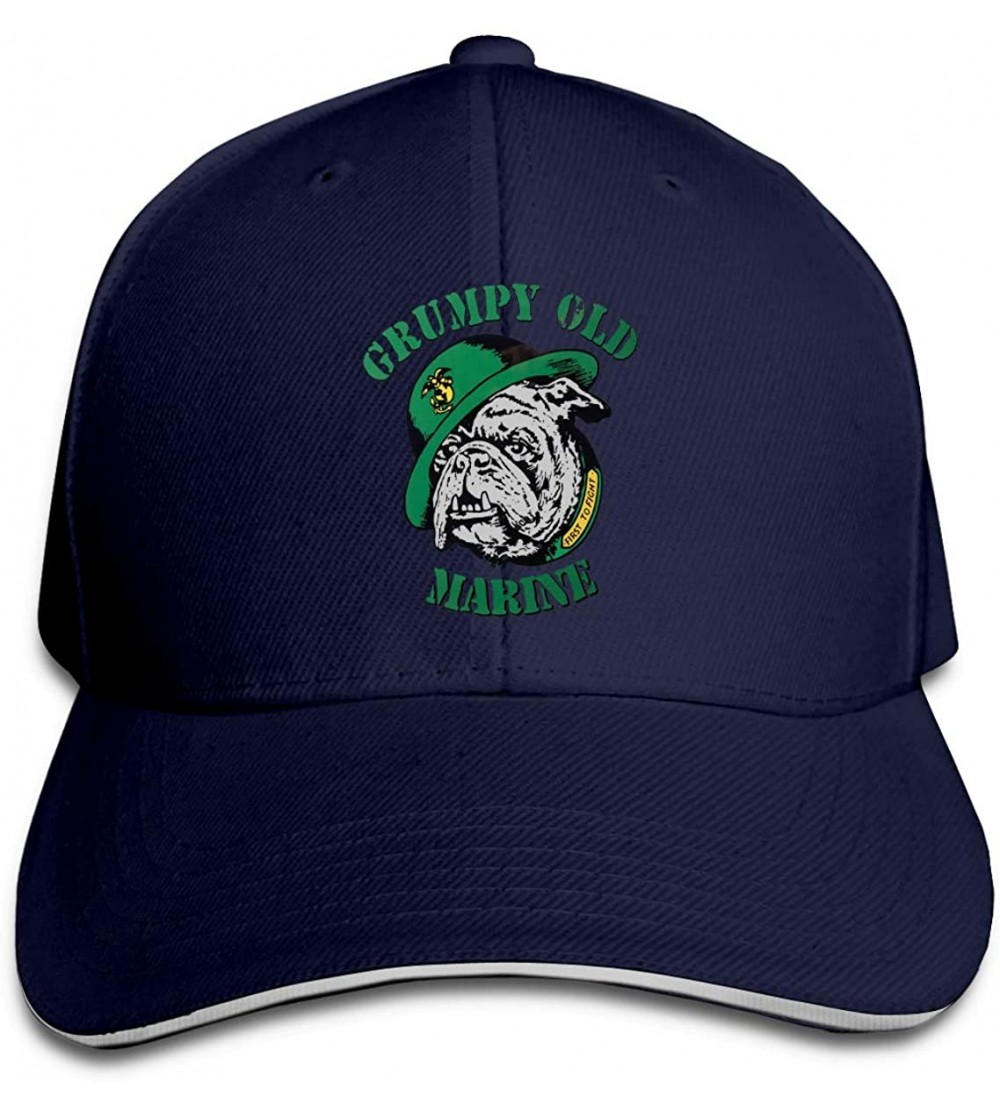 Baseball Caps Grumpy Old Marine Sign Unisex Hats Trucker Hats Dad Baseball Hats Driver Cap - Navy - CF18L4Z397M $15.59