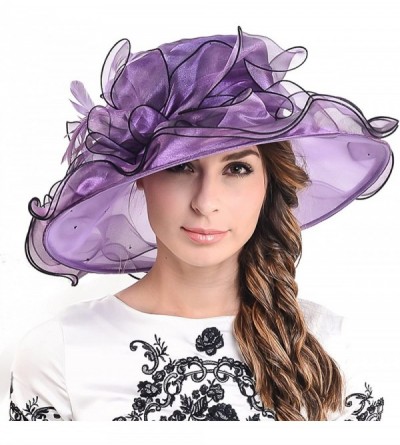 Sun Hats Lightweight Kentucky Derby Church Dress Wedding Hat S052 - S056-purple - C812BPTAK7X $20.67