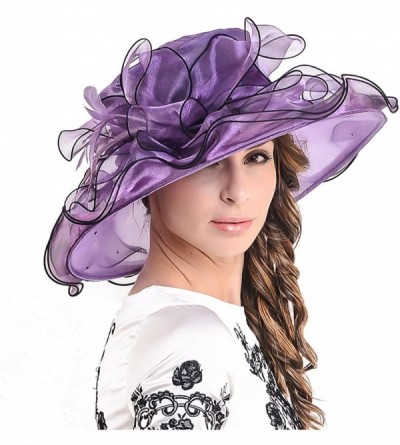 Sun Hats Lightweight Kentucky Derby Church Dress Wedding Hat S052 - S056-purple - C812BPTAK7X $20.67