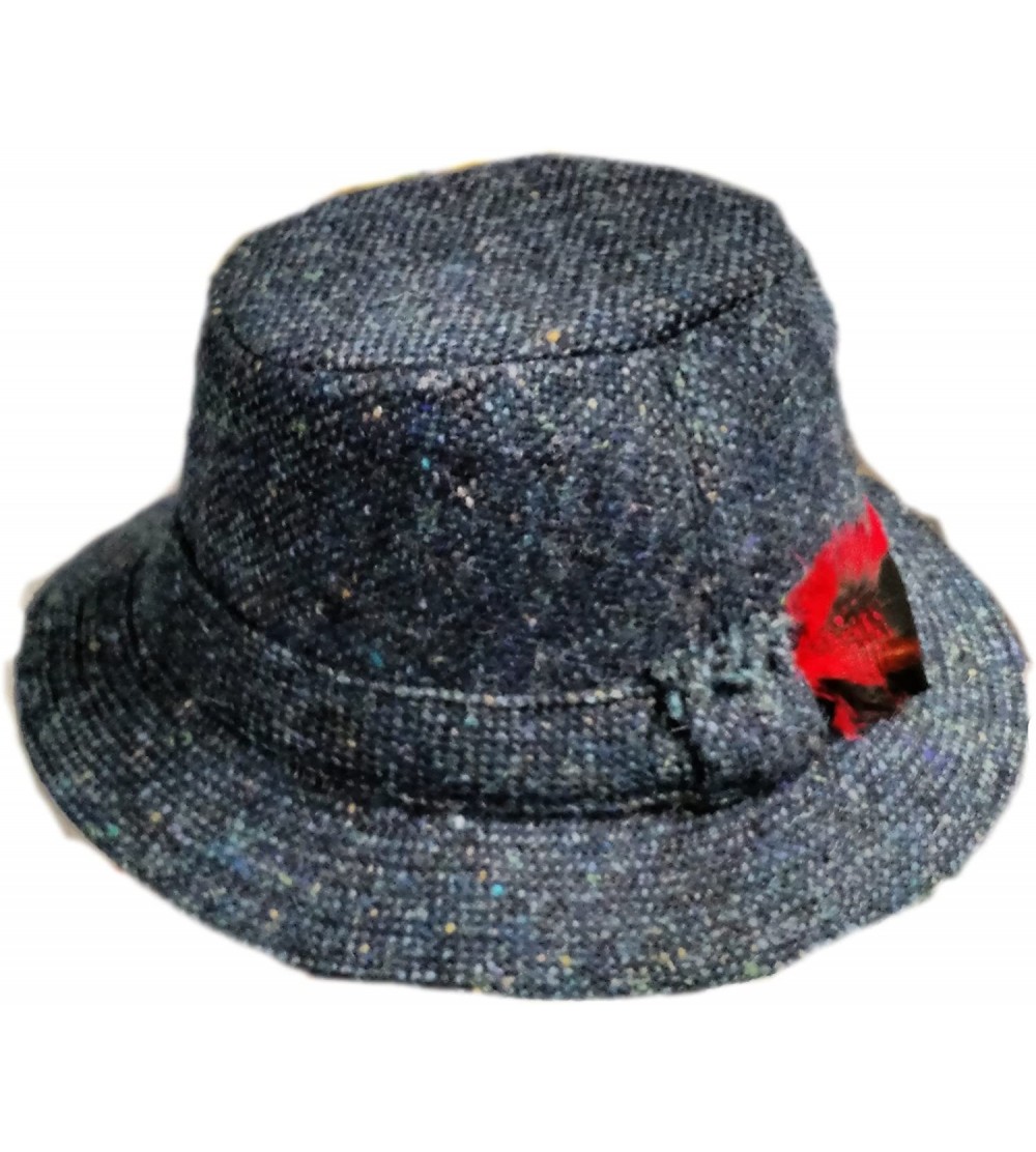 Newsboy Caps Men's Donegal Tweed Original Irish Walking Hat - Ocean Blue Salt & Pepper - CK12COGBW1P $53.71