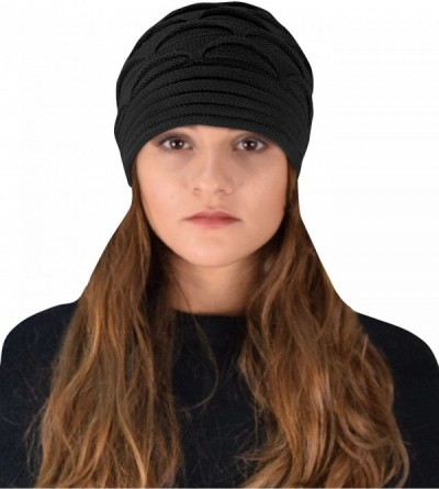 Skullies & Beanies Winter Warm Soft Knitted Baggy Beanie Slouchy Hat Skull Cap - Black - CX12N4VL753 $13.74