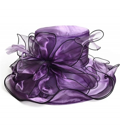 Sun Hats Lightweight Kentucky Derby Church Dress Wedding Hat S052 - S056-purple - C812BPTAK7X $20.67