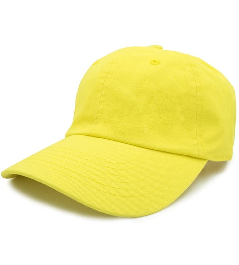 Baseball Caps Washed Cotton Dad Cap - Yellow - CP187236KY3 $12.17