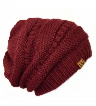 Skullies & Beanies Winter Warm Knitted Infinity Scarf and Beanie Hat - Burgundy - CN18ZZRTGRQ $17.71