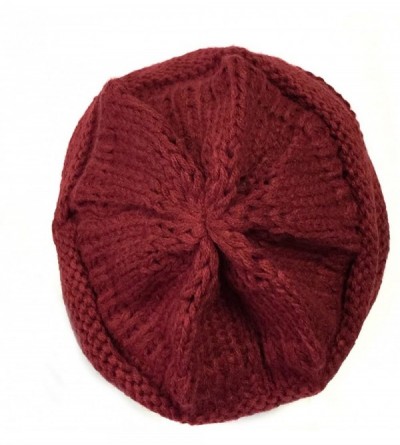 Skullies & Beanies Winter Warm Knitted Infinity Scarf and Beanie Hat - Burgundy - CN18ZZRTGRQ $17.71