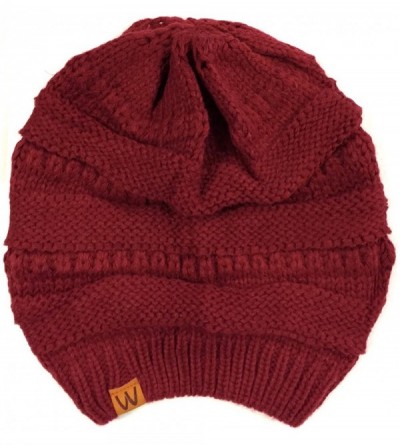 Skullies & Beanies Winter Warm Knitted Infinity Scarf and Beanie Hat - Burgundy - CN18ZZRTGRQ $17.71