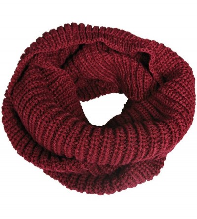 Skullies & Beanies Winter Warm Knitted Infinity Scarf and Beanie Hat - Burgundy - CN18ZZRTGRQ $17.71